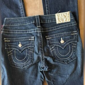 True Religion Straight Legged Jeans made with Swarovski Crystals on the buttons